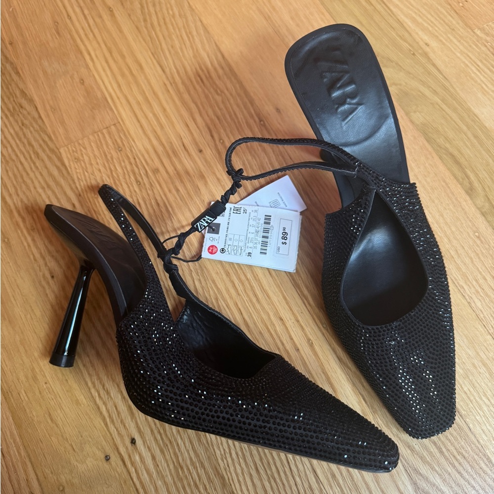 Zara Black Women's Slingback Heels